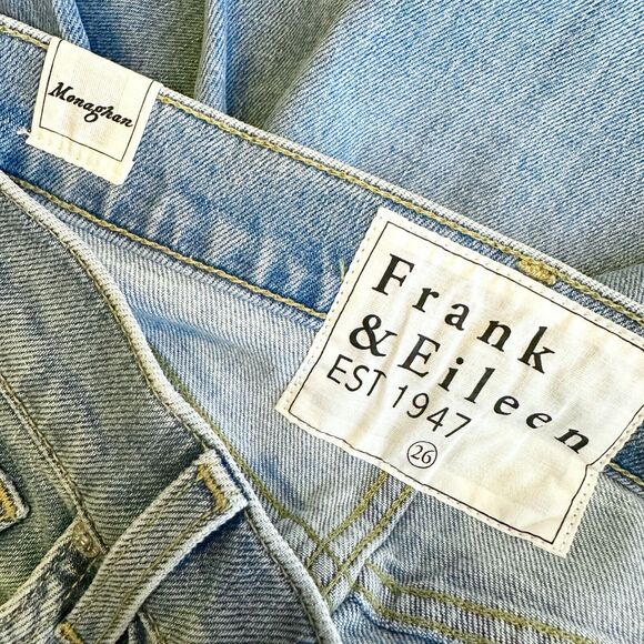 FRANK & EILEEN Jeans Women 26 Monaghan Mom High Rise Straight Button Fly Raw Hem - Picture 6 of 11